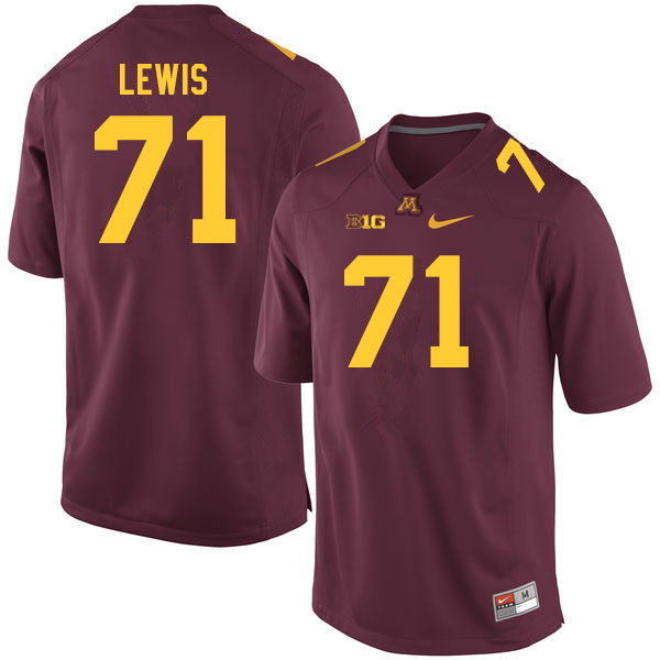 Men #71 Martes Lewis Minnesota Golden Gophers College Football Jerseys Sale-Maroon